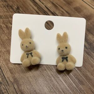 Flocked Bunny earrings, super cute for Easter